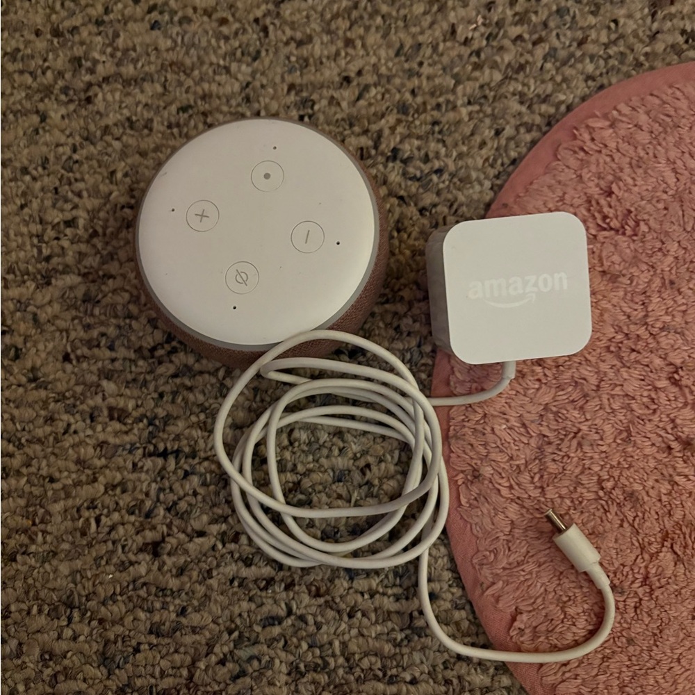 Amazon Echo Dot with Power Adapter - Pink and white